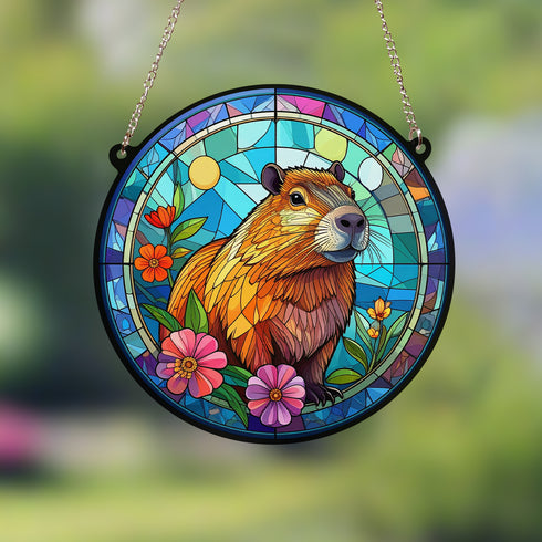 Capybara Stained Glass Effect Suncatcher